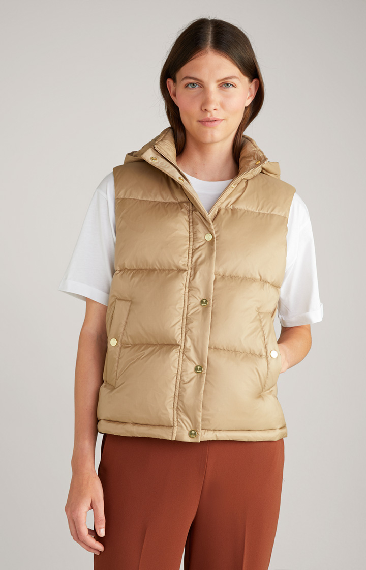 Nylon-Steppweste in Beige