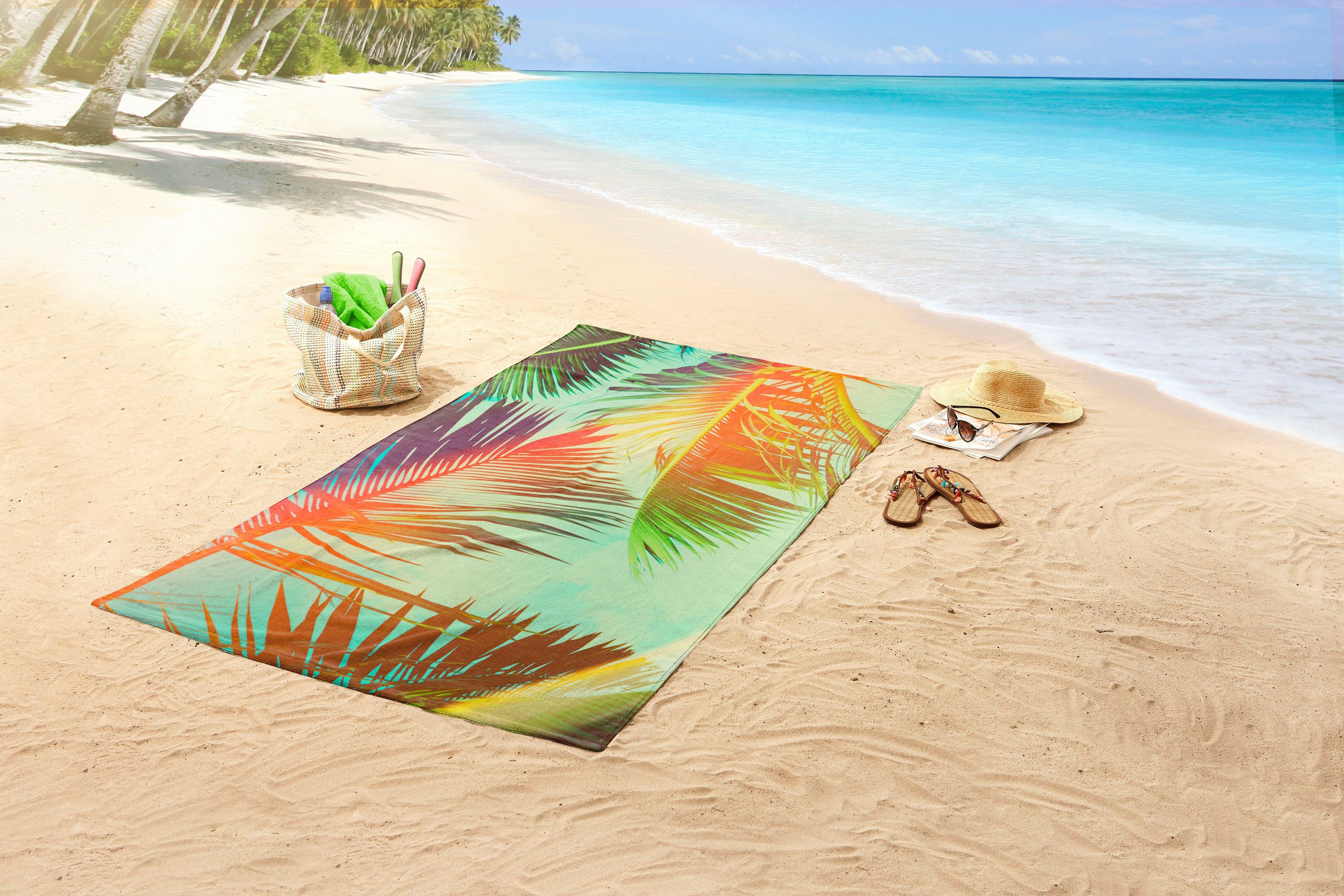 good morning Strandtuch Palms, Microfaser (1-St), schnell trocknet