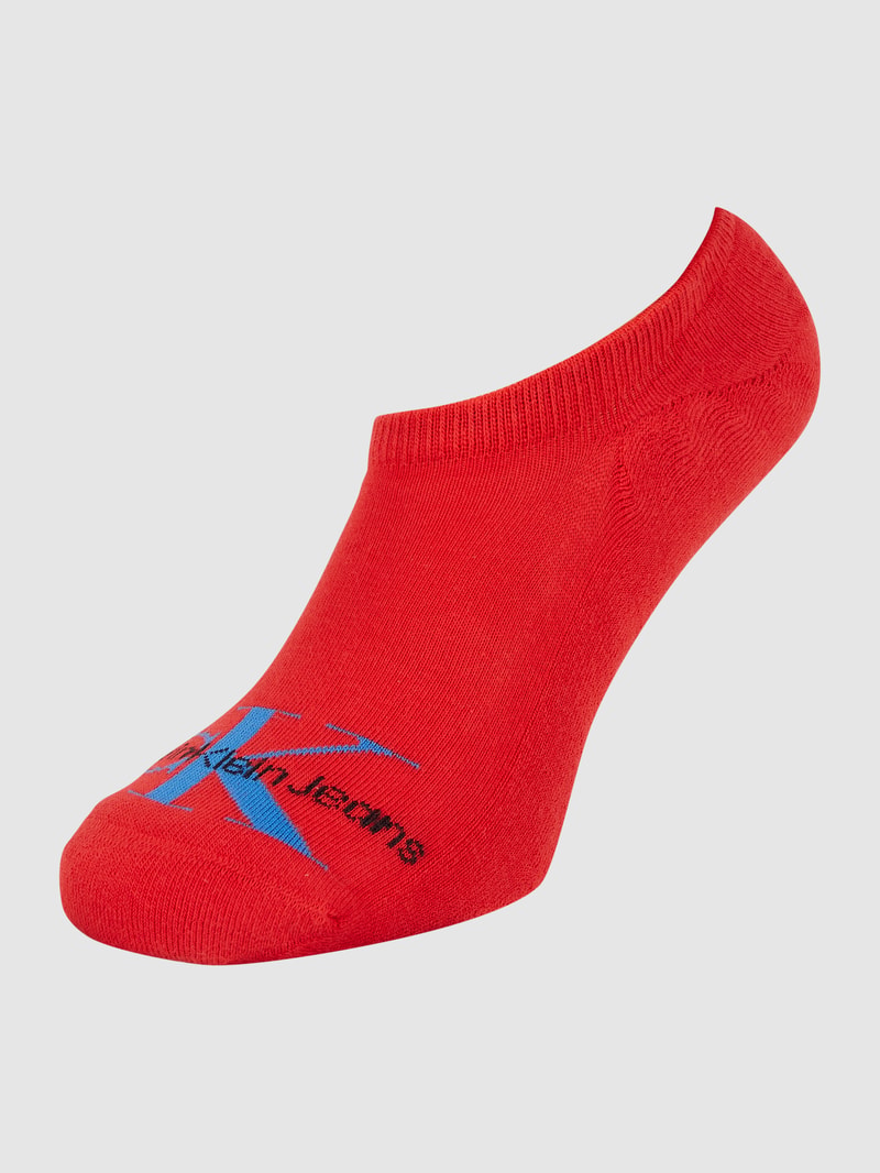 Sneakersocken mit Label-Print Modell 'MEN FOOTIE' in rot