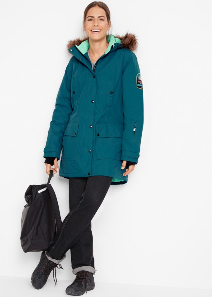 Funktions-Outdoor-Longjacke mit Kapuze