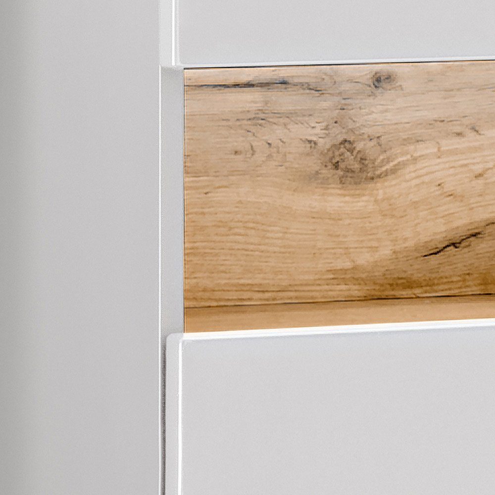 Lomadox Spiegelschrank BERMUDA-56 Badezimmer 120cm LED- in weiß mit WotaneicheB/H/T 120/69/25cm