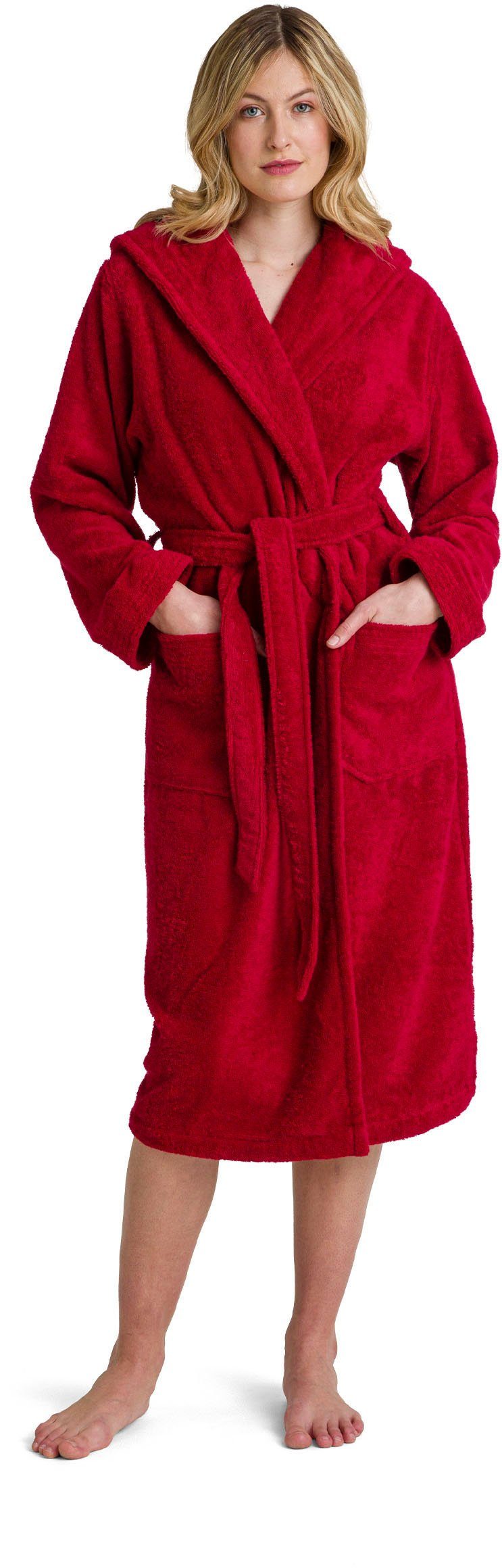 Möve Unisex-Bademantel Superwuschel Kapuze, Langform, Walkfrottee, Kapuze, Gürtel, in Uni