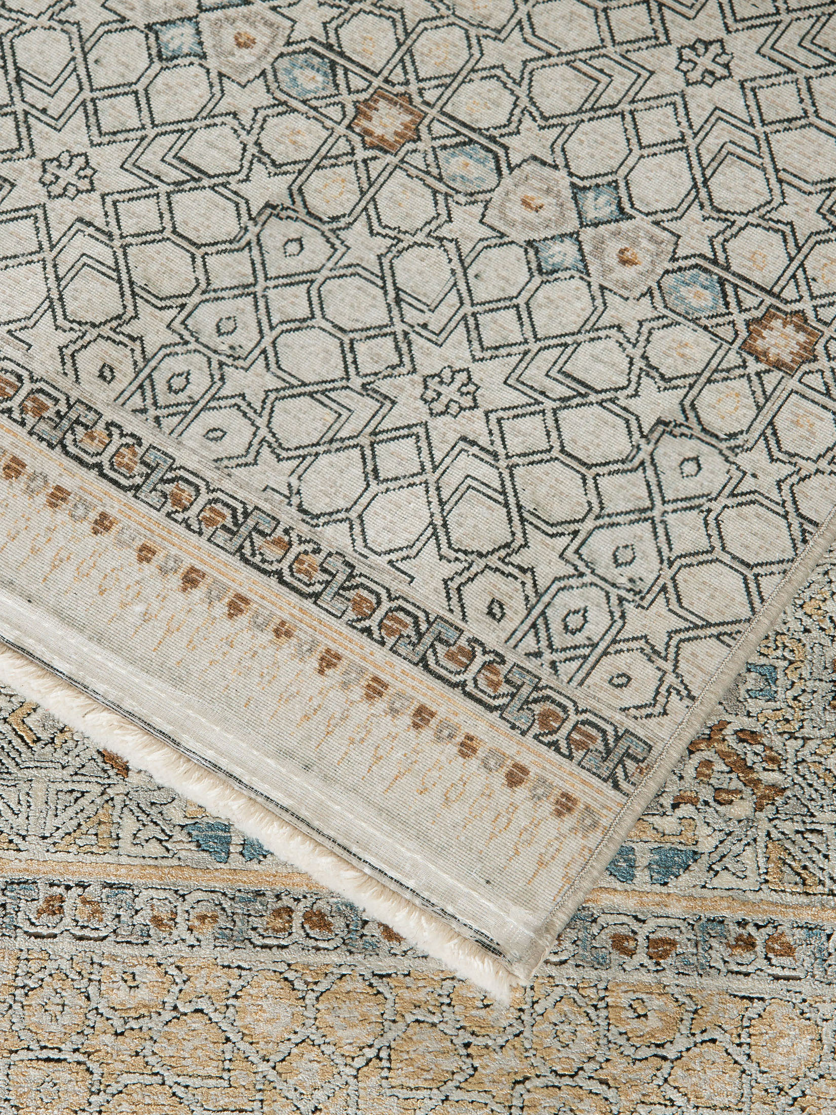 Mamaras Vintage-Teppich, Blau/Gold/Silber