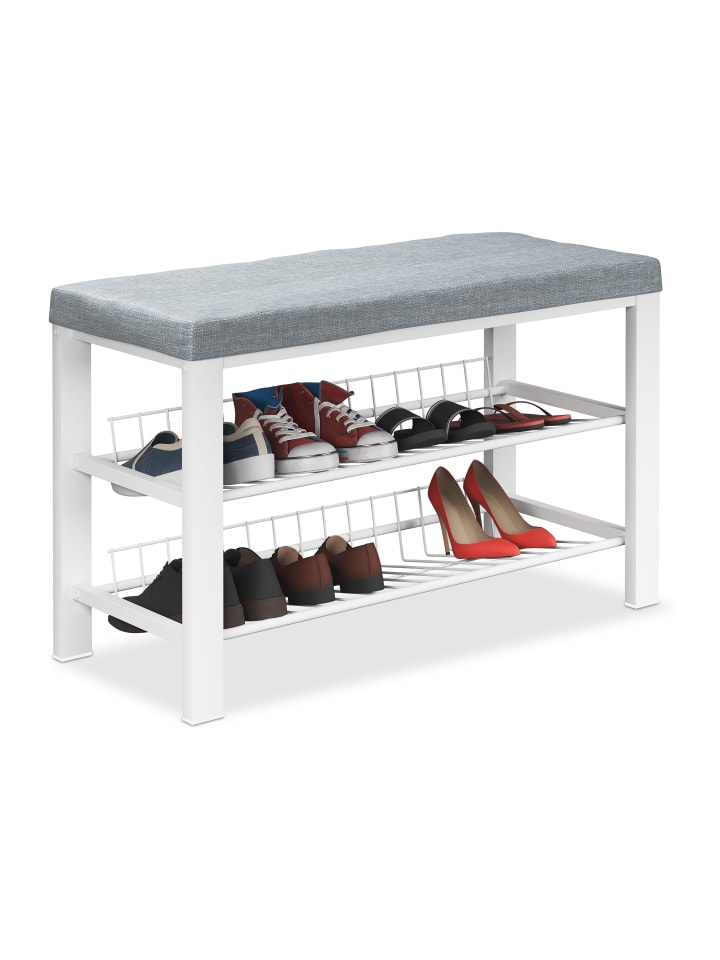 relaxdays Schuhbank in Grau/ Weiß - (B)82 x (H)50,5 x (T)33 cm günstig kaufen onesize