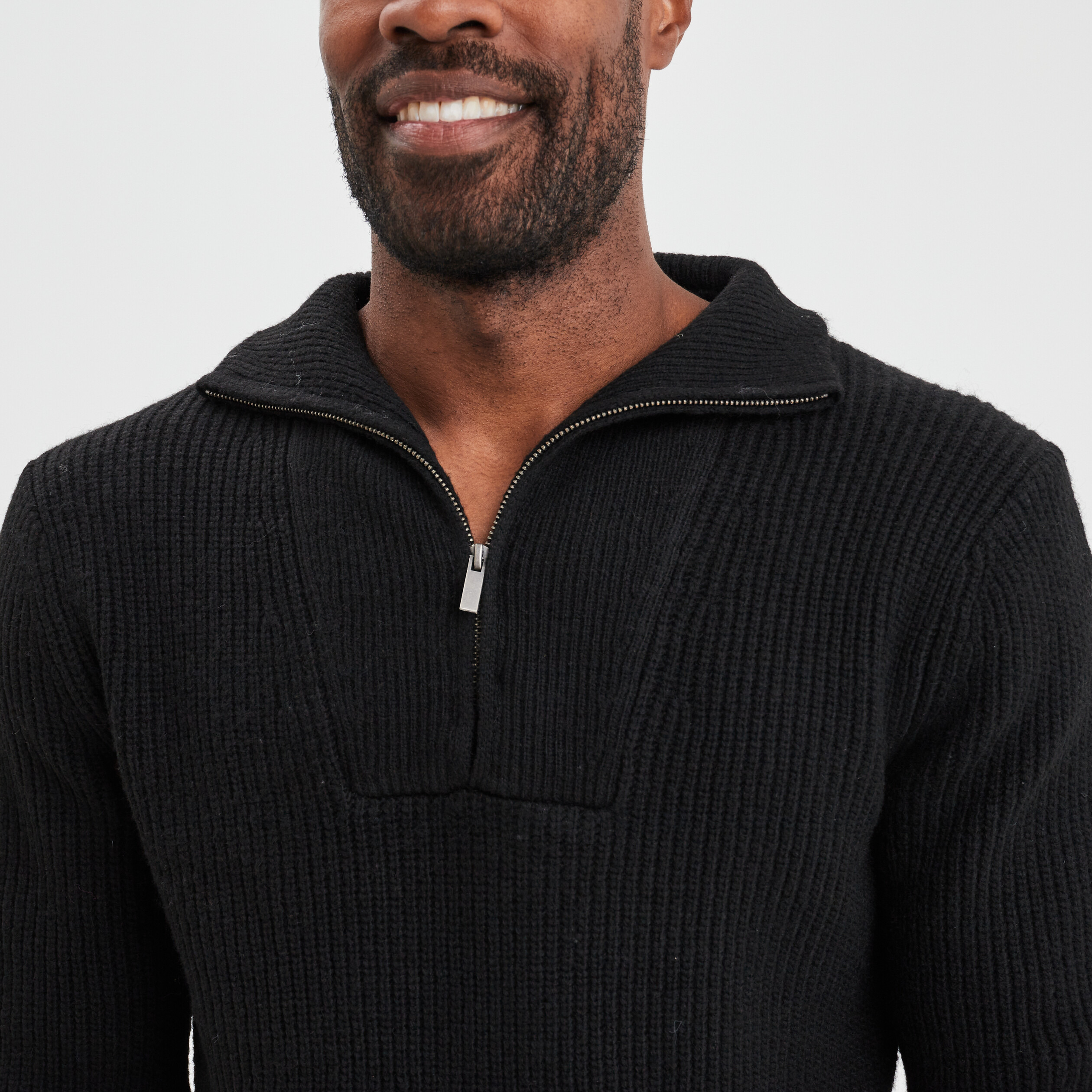Pull camionneur côtelé noir homme | La Halle
