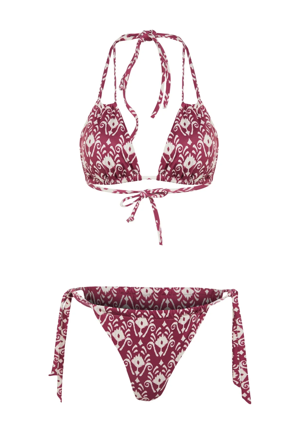 Trendyol Collection  Triangel-Bikini-Set mit hohem Beinausschnitt und ethnischem Muster TBESS23BT00017