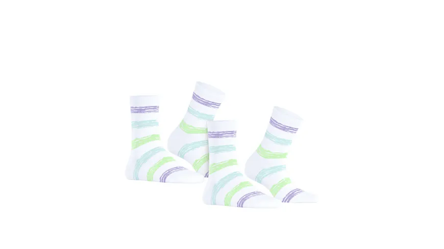 ESPRIT Damen Socken Brushed Stripe 2er Pack weiß