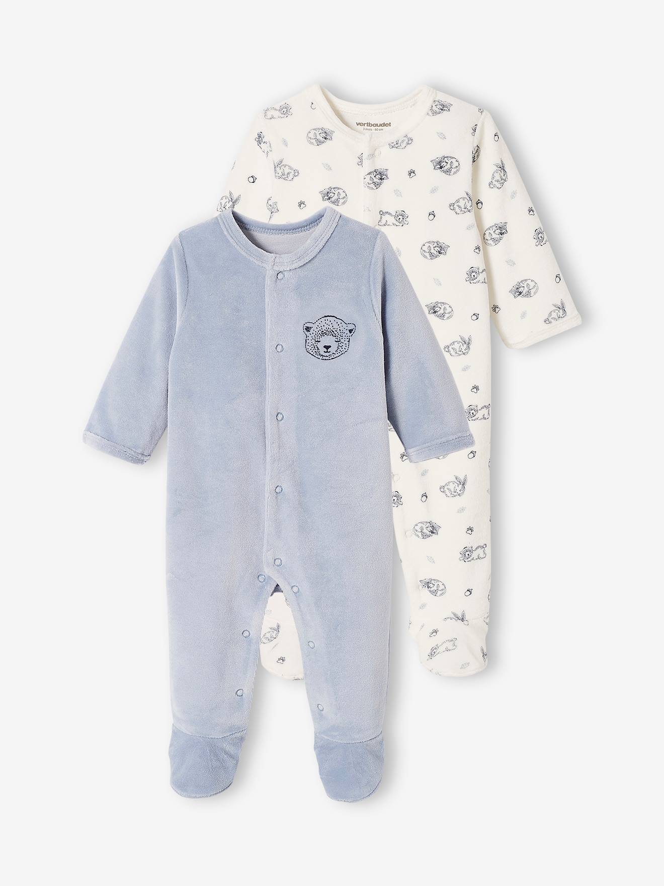 Vertbaudet 2er-Pack Jungen Baby Strampler, Oeko-Tex - pack blau