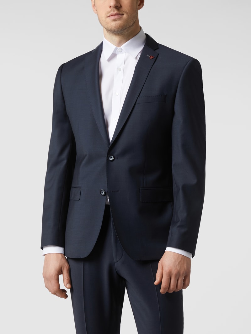 Slim Fit 2-Knopf-Sakko aus Schurwollmischung in marineblau