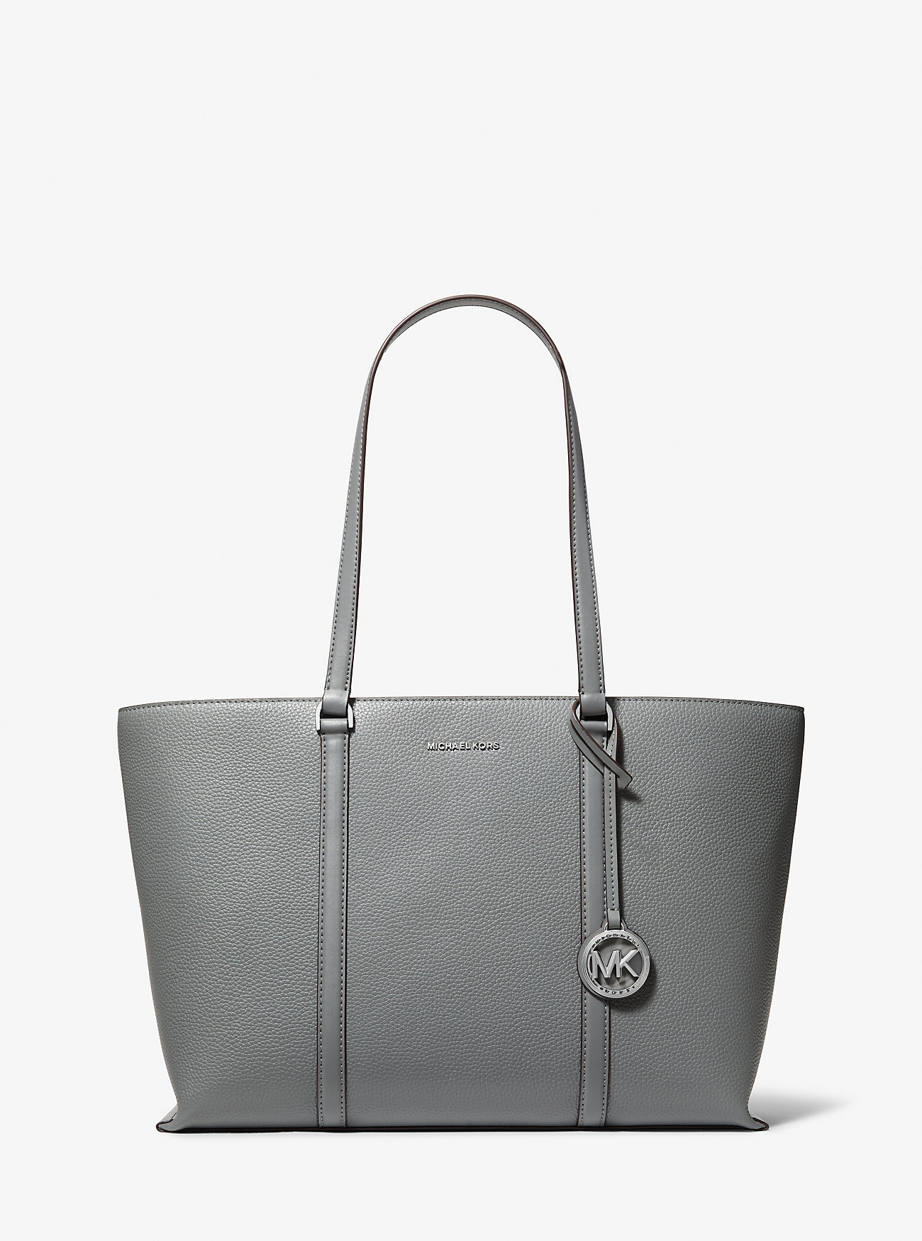 Temple Large Pebbled Leather Tote Bag - STORM