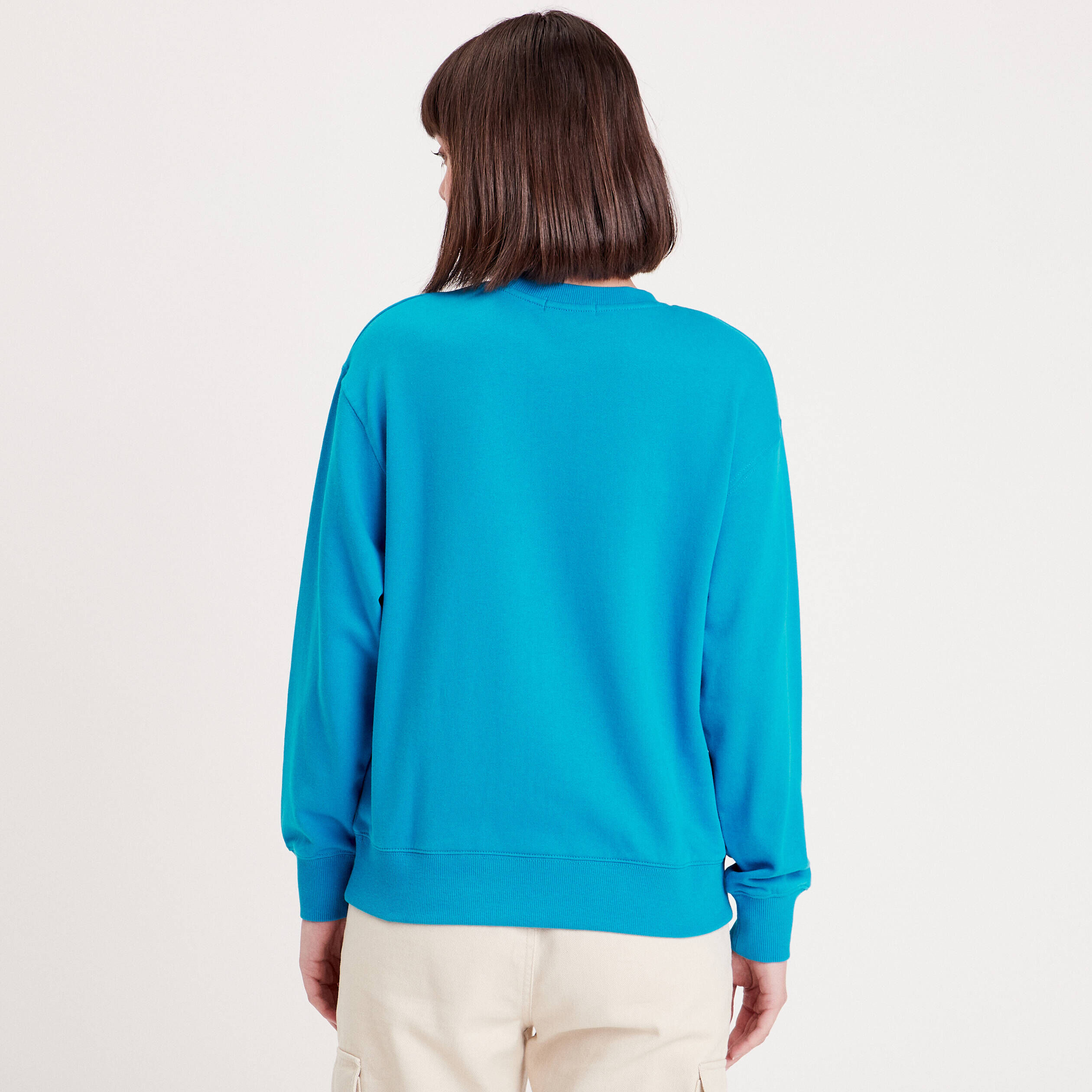Sweat manches longues brodé bleu femme | Cache Cache