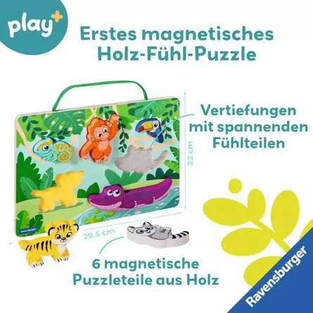 Ravensburger Play+ Magnetisches Holz-Fühl-Puzzle: Dschungel