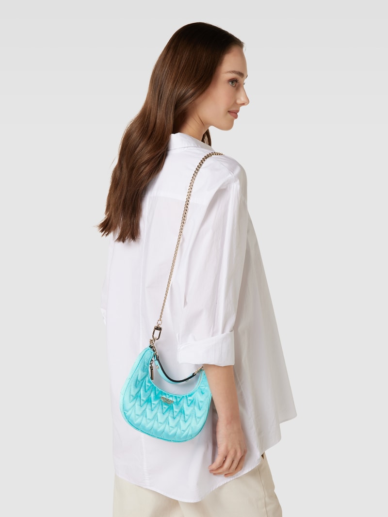 Hobo Bag mit Label-Applikation Modell 'GOLDEN ROCK' in helltürkis