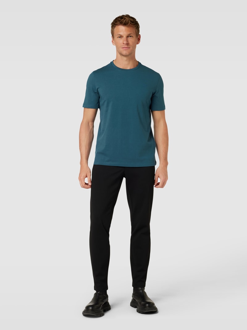 T-Shirt mit Label-Detail Modell 'BASIC' in türkis