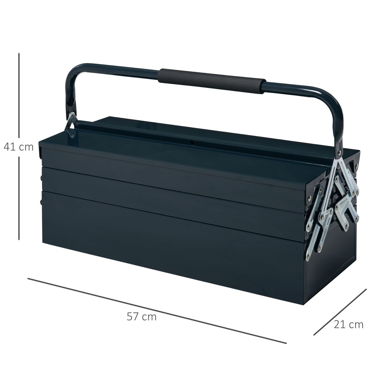 DURHAND Werkzeugkasten Werkzeugkoffer Werkzeugkiste 5 Fächer aufklappbar Stahl (SPCC) Dunkelgrün 57 x 21 x 41 cm