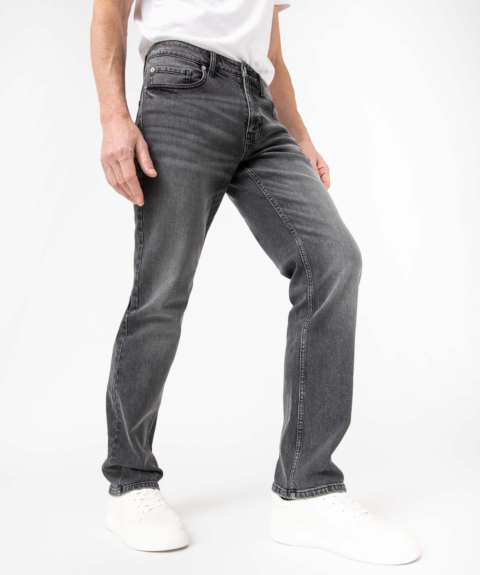 Jean homme coupe regular coloris délavé gris | GEMO