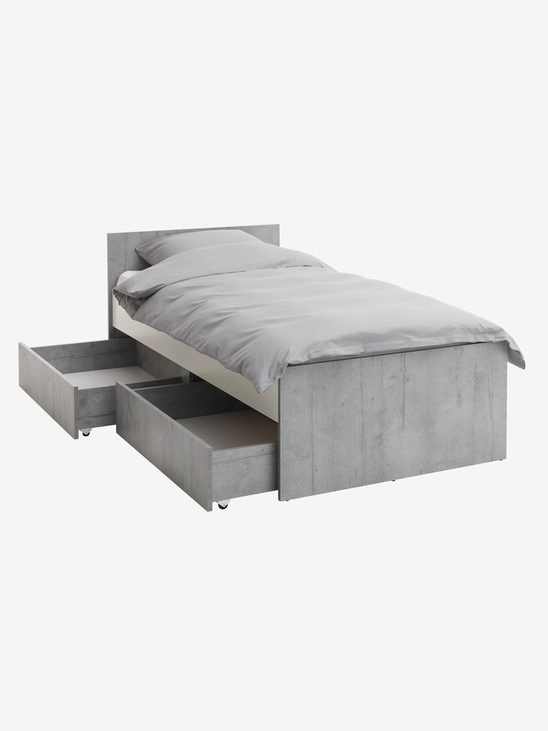 Łóżko BILLUND z szufladą BILLUND 90x200 białe/kolor betonu