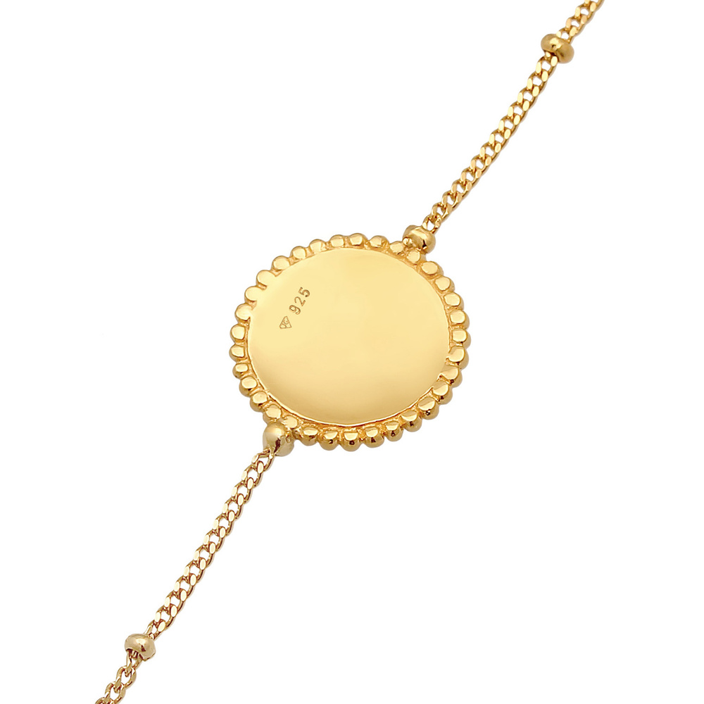 Elli Elli Bracelet Femmes Fleur de lotus pièce Simple en argent sterling 925 plaqué or Bracelet