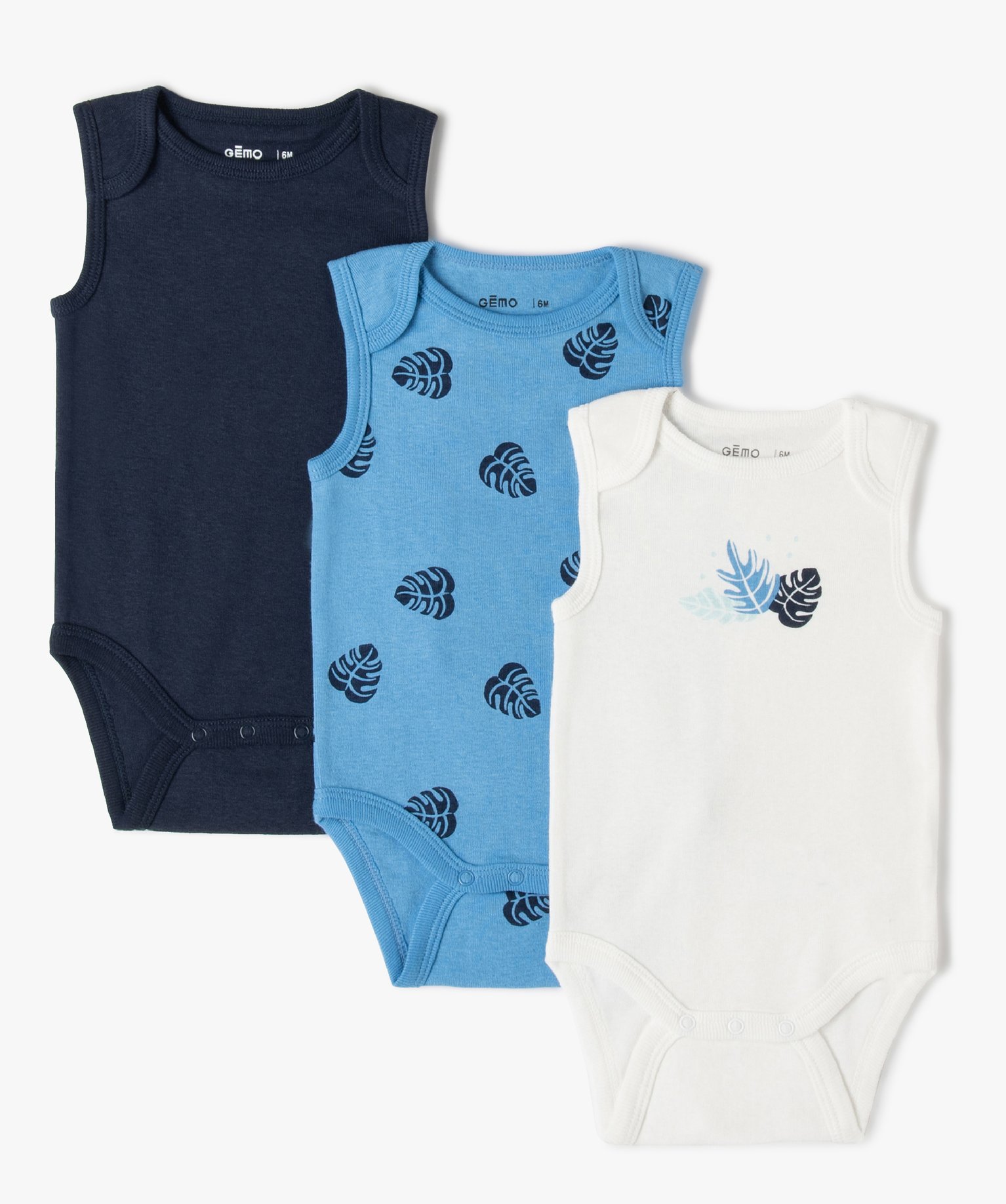 Body bébé sans manches encolure US 100% coton biologique (... bleu | GEMO
