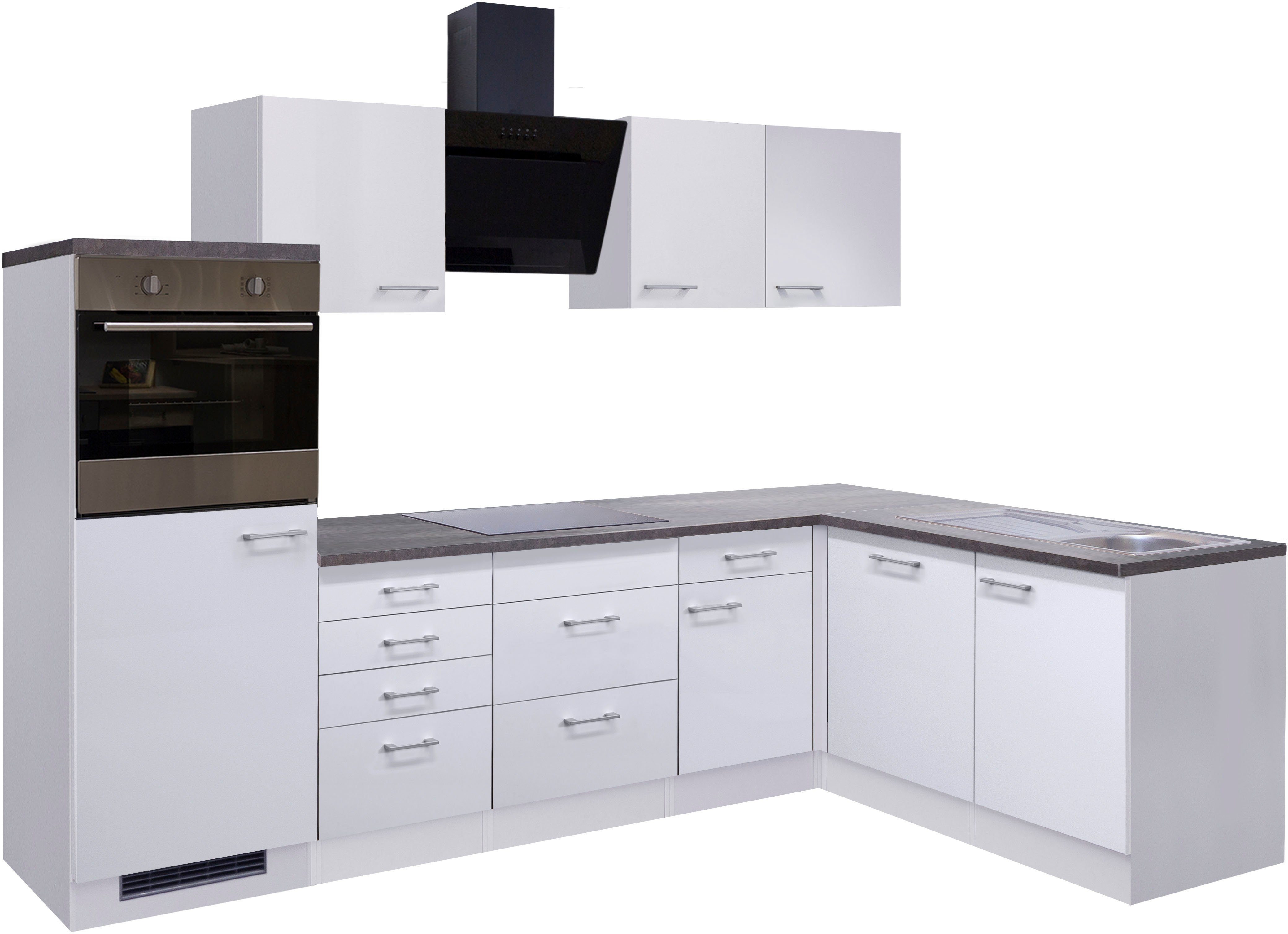 Flex-Well Küche Lucca, mit E-Geräten, Stellmaß 280x170 cm, in vielen Farbvarianten erhältlich