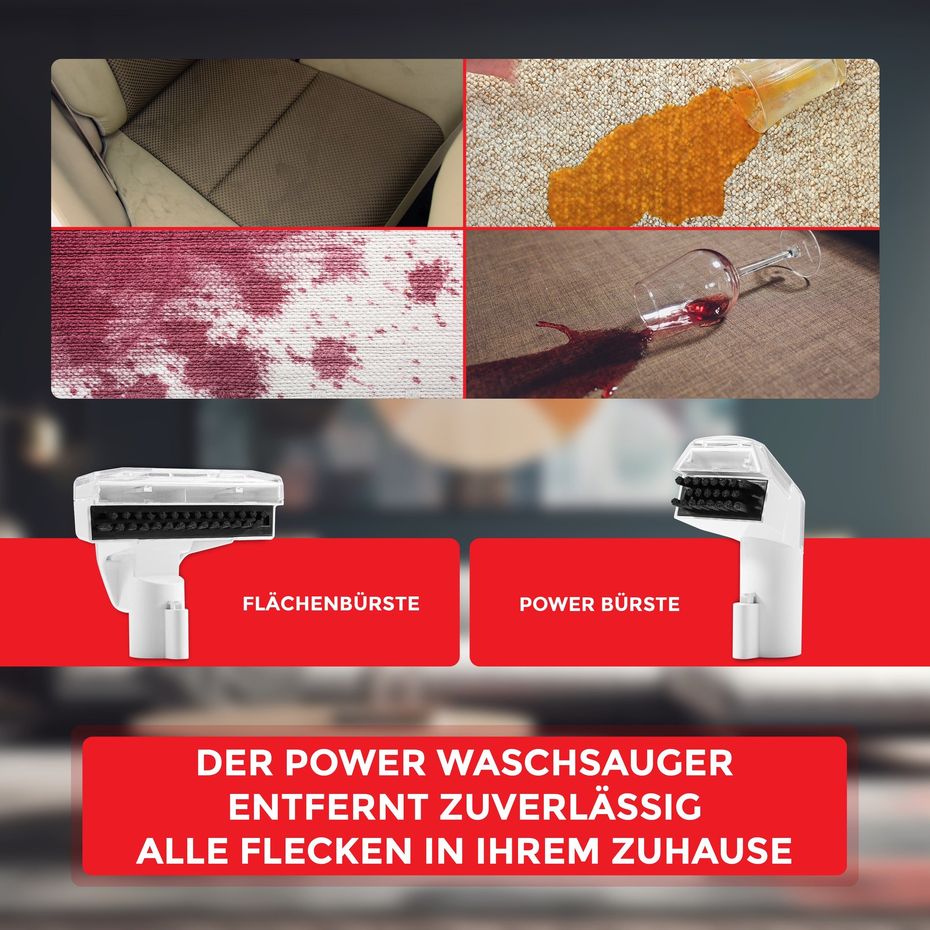 Grafner Staub-Wasch-Sauger Grafner mobiler Waschsauger Polsterreiniger Teppichreiniger 450 W, 450,00 W, beutellos, ohne Akku