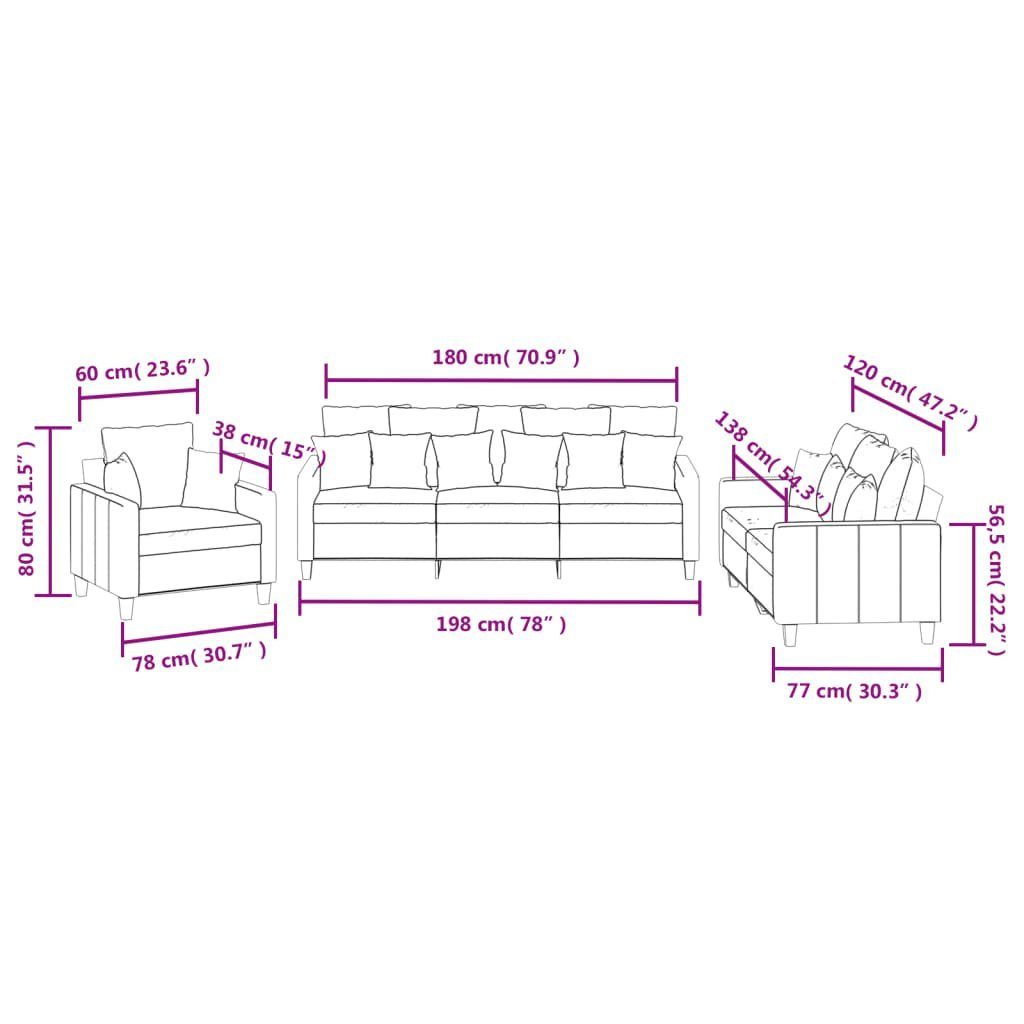 DOTMALL Loungesofa Sofagarnitur, (Set, 3-tlg), mit mit Kissen,Robustes und stabiles