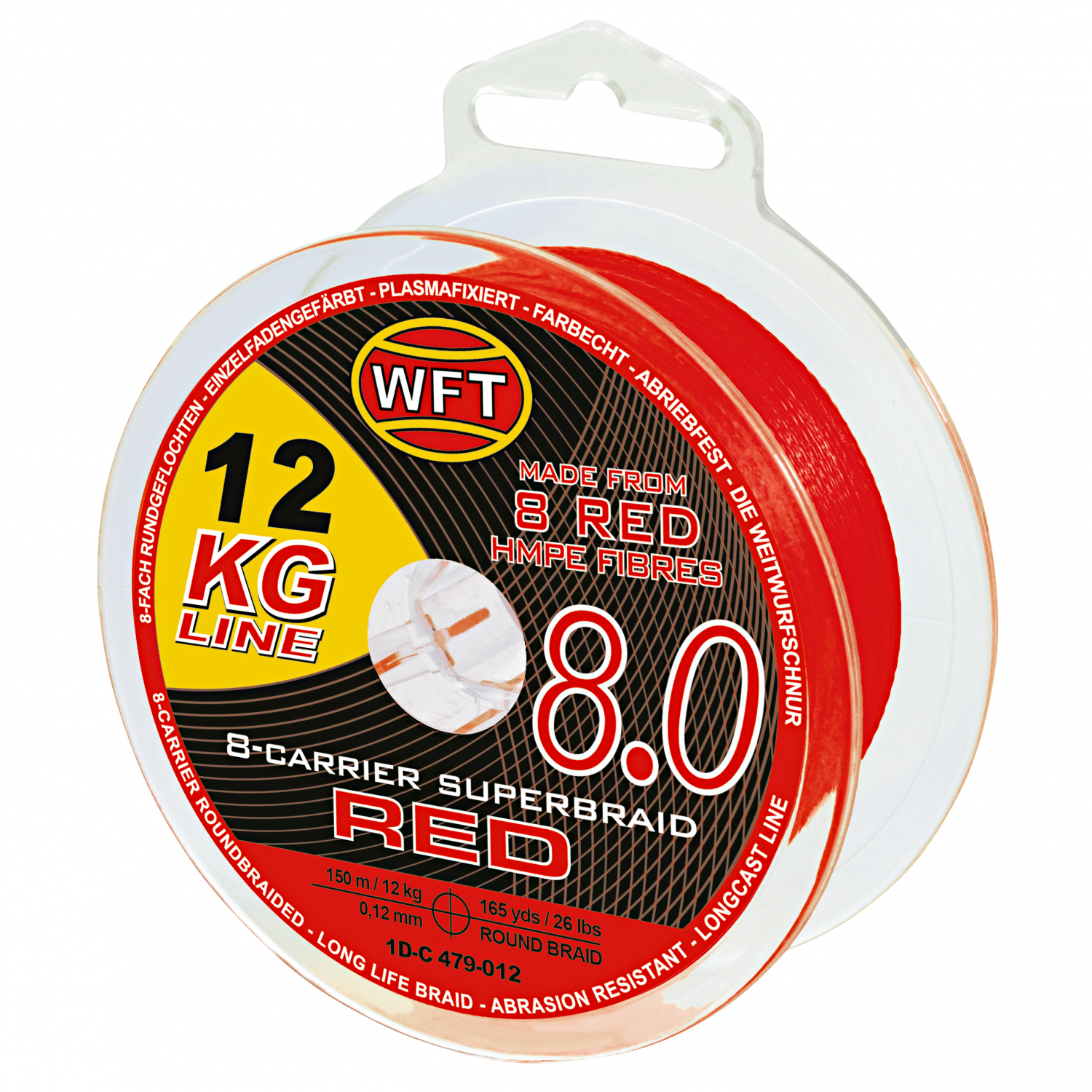 WFT Angelschnur KG 8.0 8-Carrier Super Braid (rot, 600 m)
