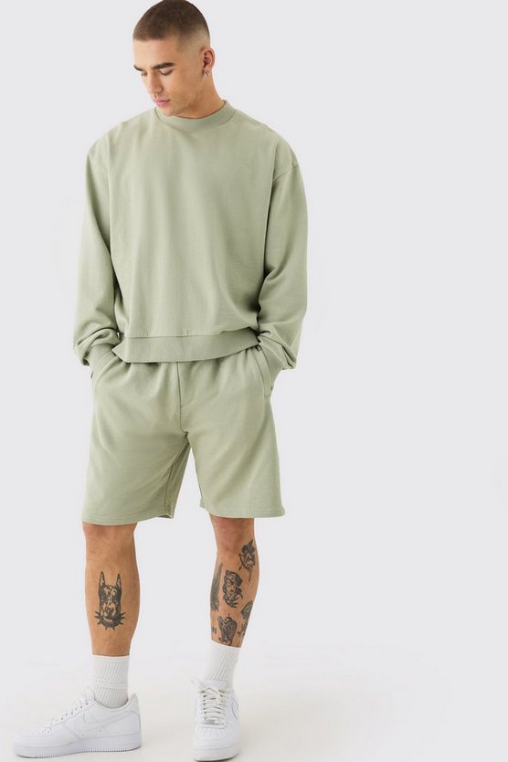 Kurzer Oversize Sweatshirt-Trainingsanzug