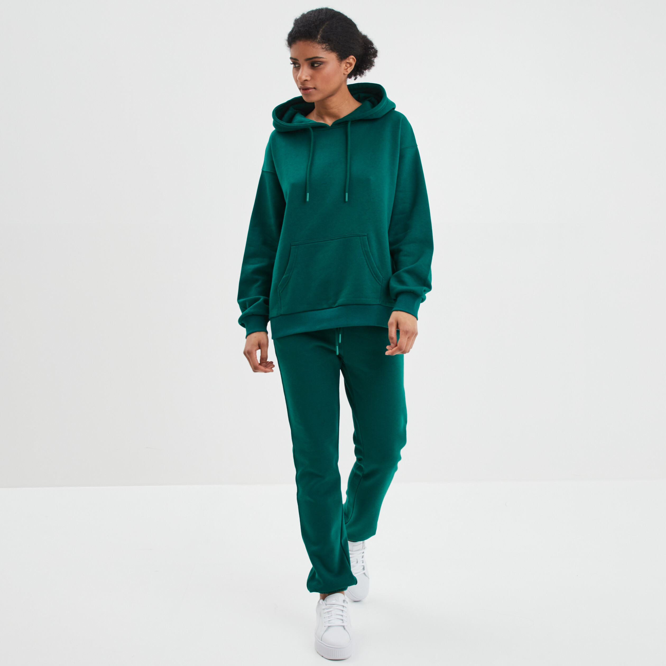 Sweat molleton à capuche hoodie vert émeraude femme | La Halle