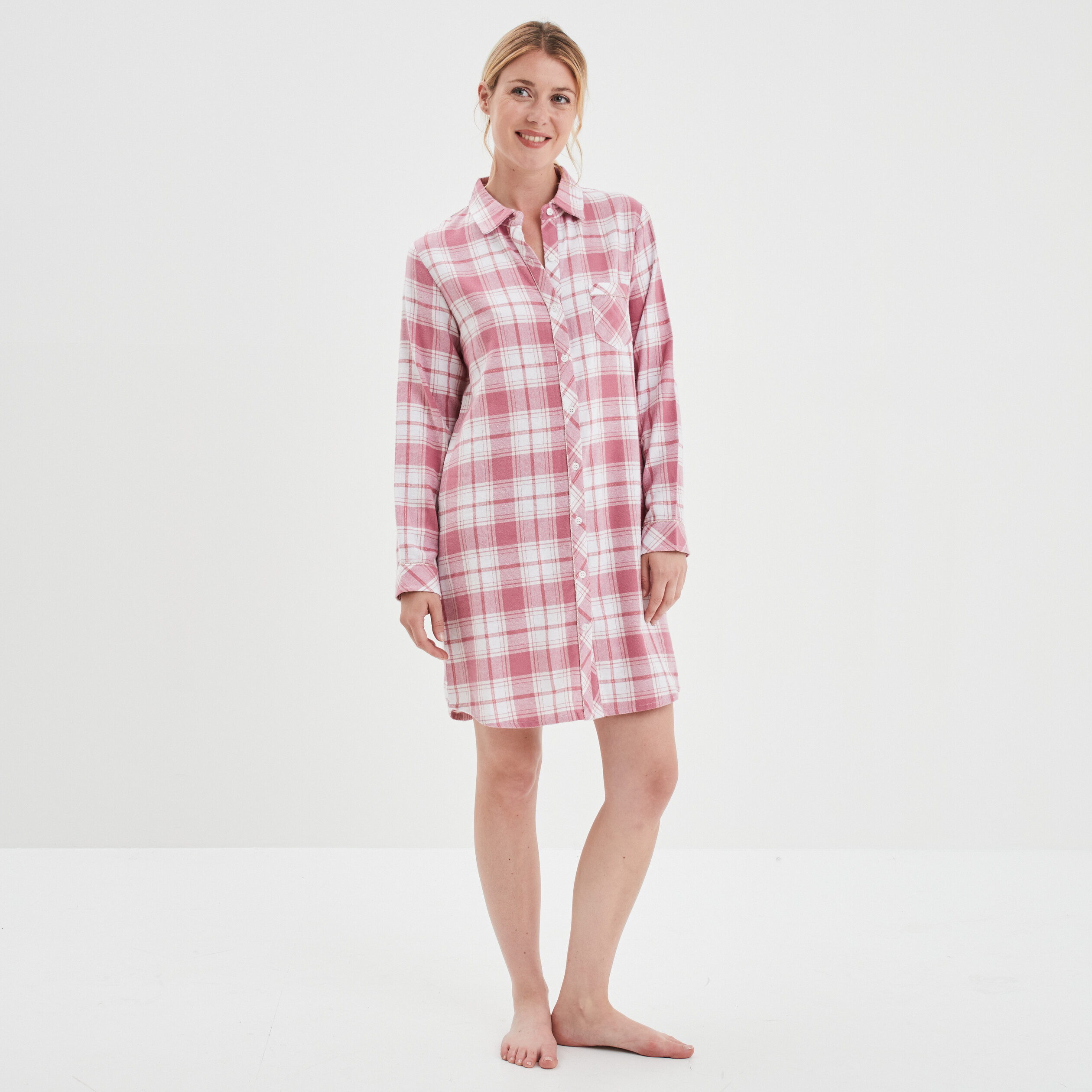 Chemise de nuit droite rose framboise femme | La Halle