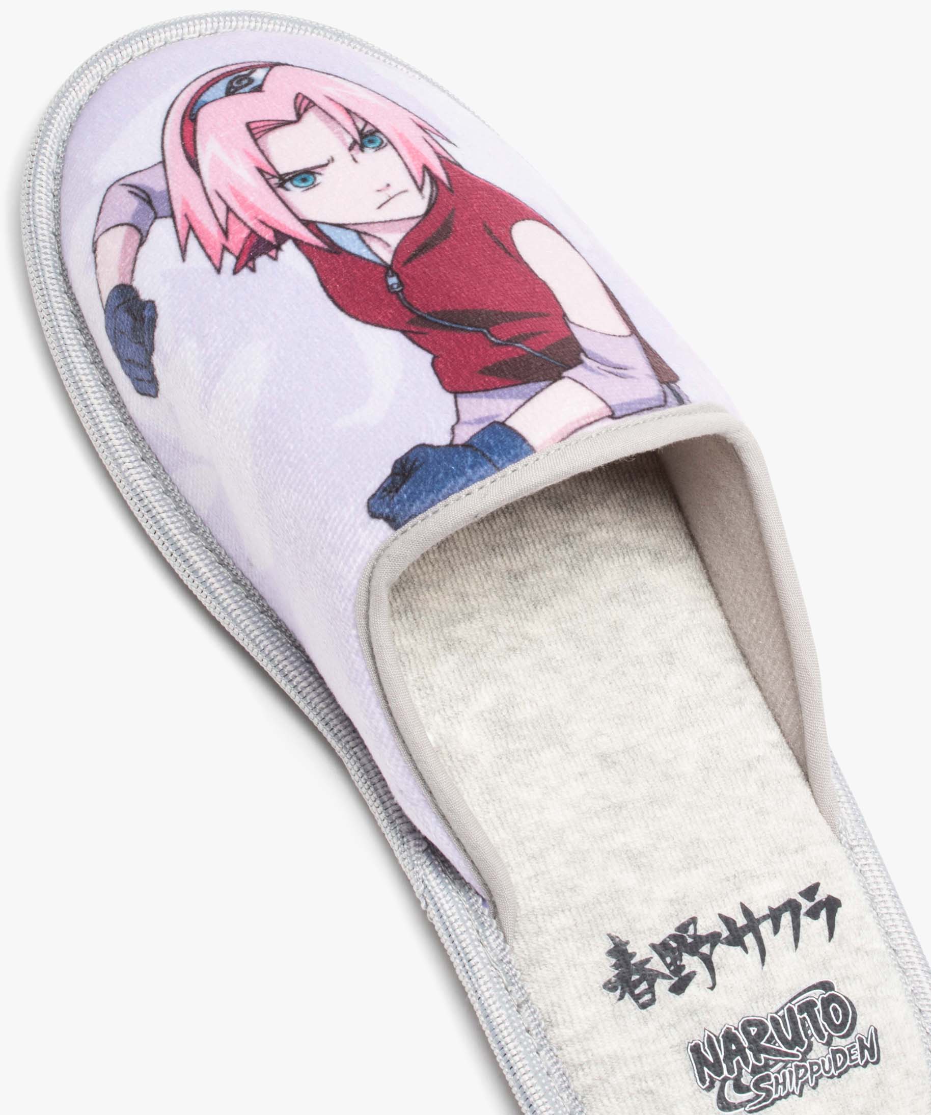 Chaussons femme mules en jersey imprimées - Naruto gris | GEMO