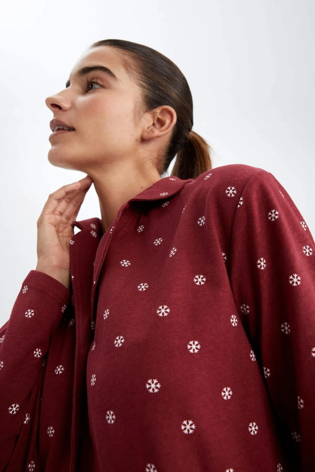 DeFacto  Langarm-Pyjama zum Verlieben im neuen Jahr, Oberteil aus 100 % Baumwolle