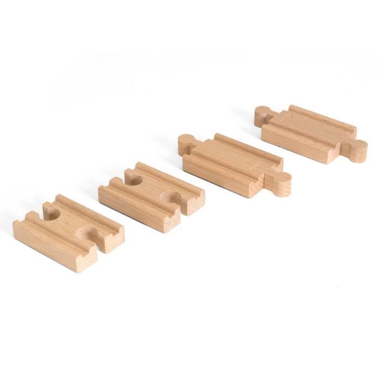 Lot 4 Mini Rails Double Male / Double Femelle 54 Mm marron
