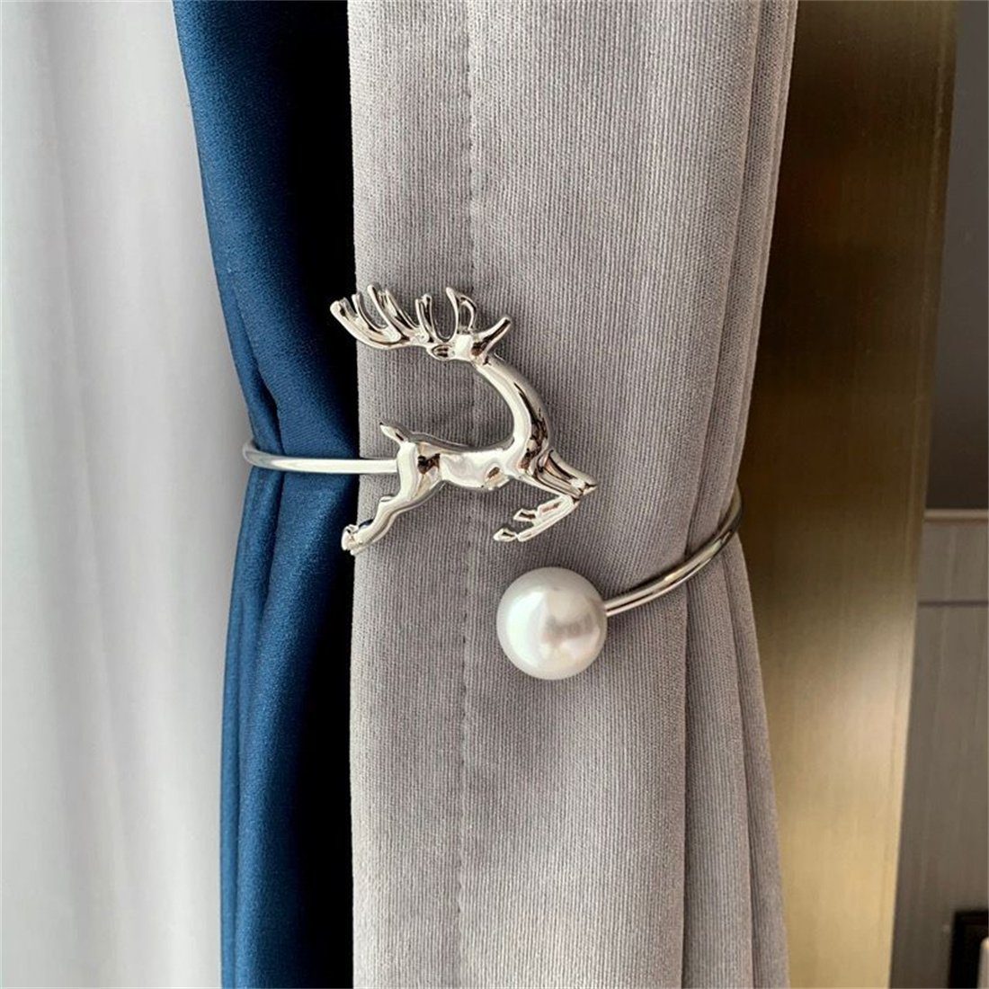 Raffhalter Metall-Hirsch-Vorhang-Krawatten, 2er-Set, moderne Vorhang-Accessoires, HOPPO~