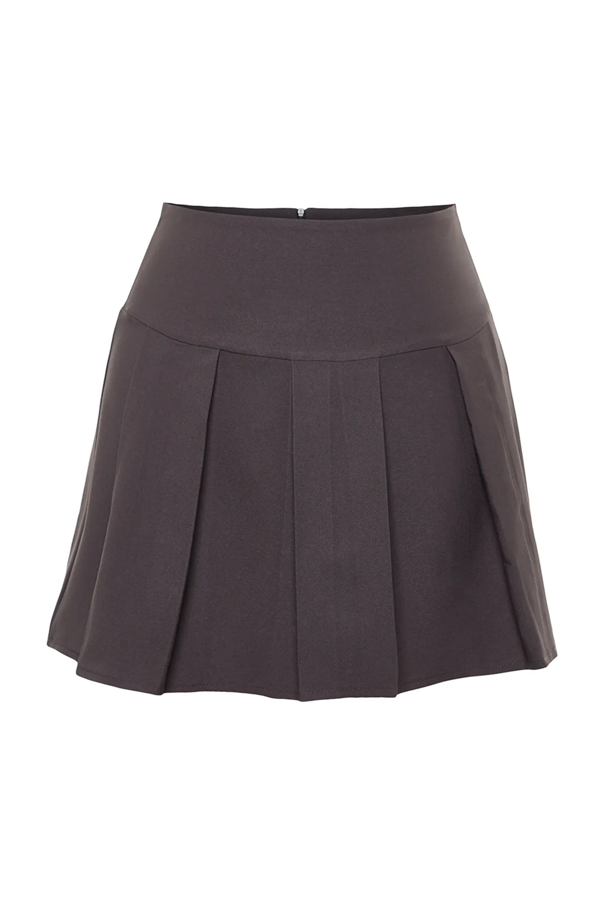 Trendyol Collection  Anthrazitfarbener, hochwertiger, plissierter Mini-Webrock in Premium-Qualität TWOAW24ET00309