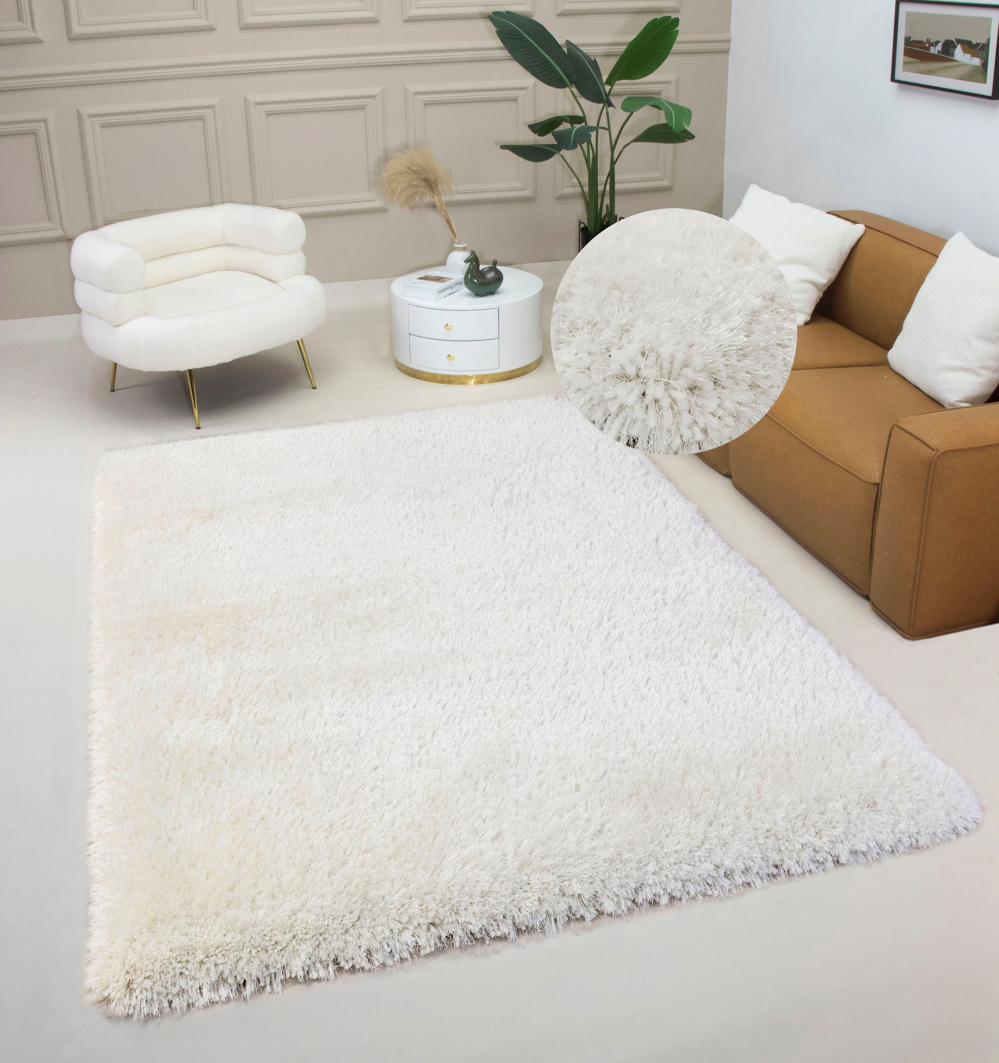 Hochflor-Teppich Micro exclusiv Teppich, Guido Maria Kretschmer Home&Living, rechteckig, Höhe: 78 mm, weich, flauschig, Uni-Farben, Wohnzimmer, Schlafzimmer, Kinderzimmer