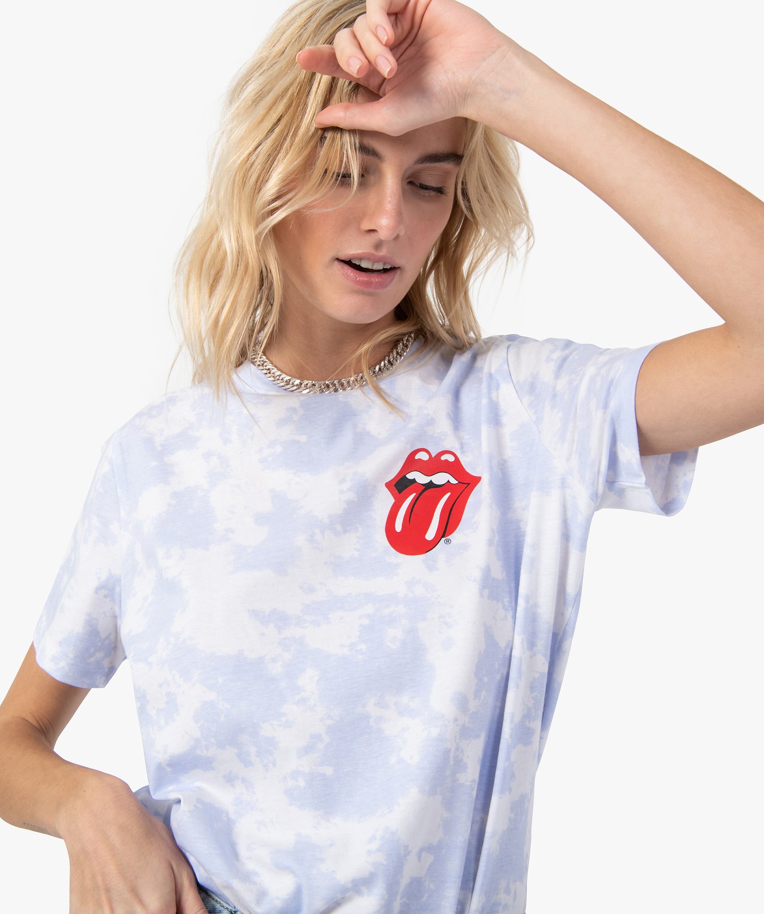 Tee-shirt femme imprimé à manches courtes– The Rolling S... blanc | GEMO