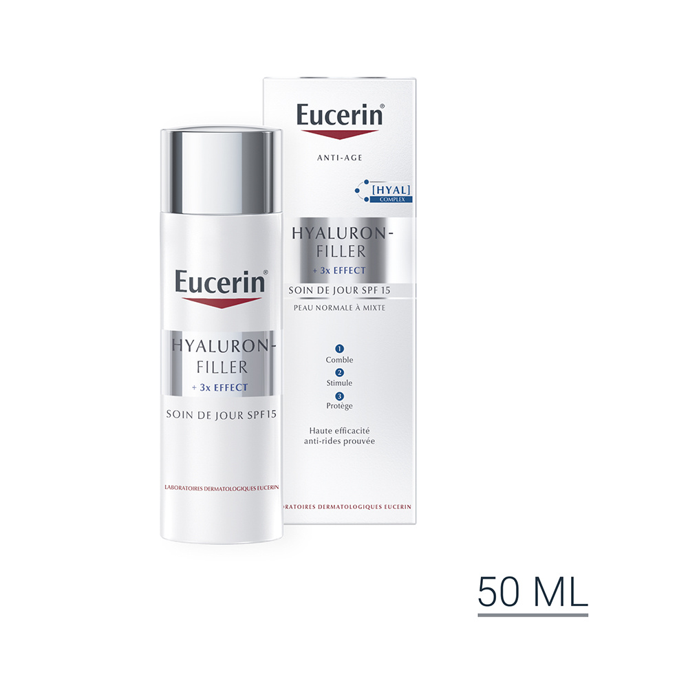 eucerin HYALURON-FILLER + 3x EFFECT Soin de Jour SPF15 Peau Normale à Mixte Soin de jour anti-âge