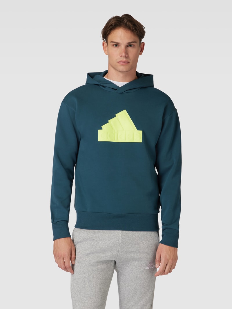 Hoodie mit Logo-Print in petrol