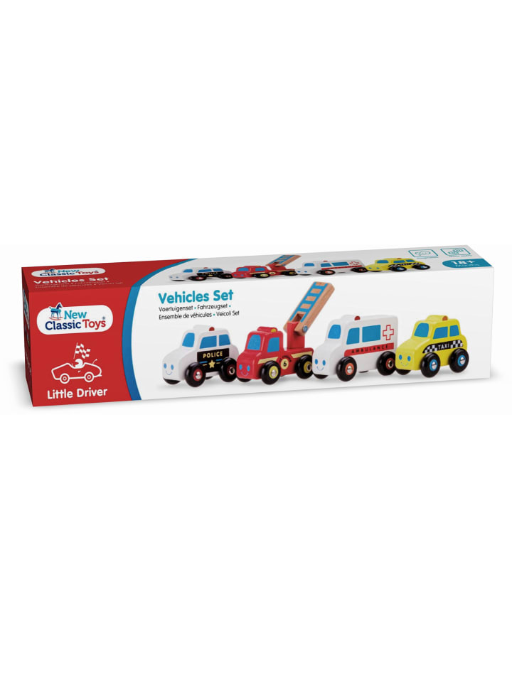 New Classic Toys Minifahrzeuge mit 4 Fahrzeugen Polizei Feuerwehr Krankenwagen Taxi 18 Monate günstig kaufen onesize