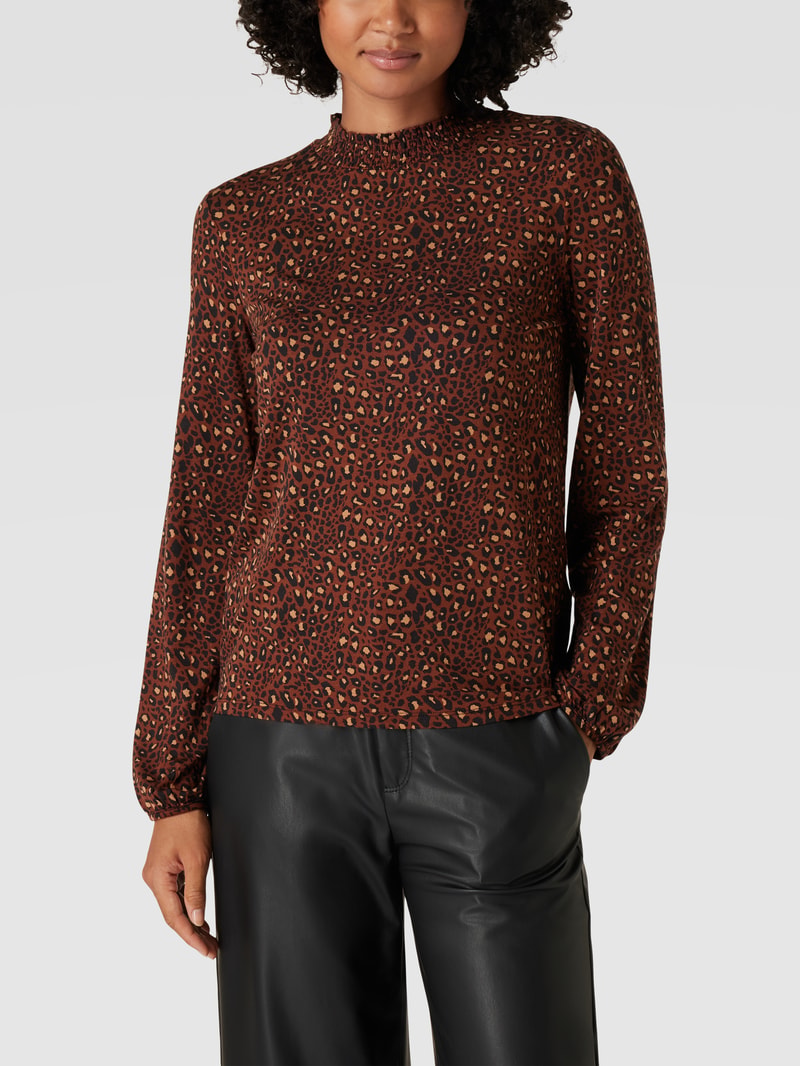 Longsleeve mit Animal-Print in hellbraun