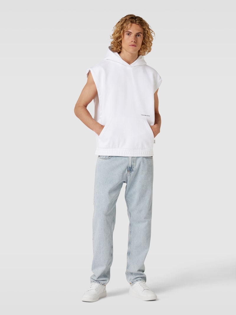 Oversized Hoodie mit Label-Print in weiss