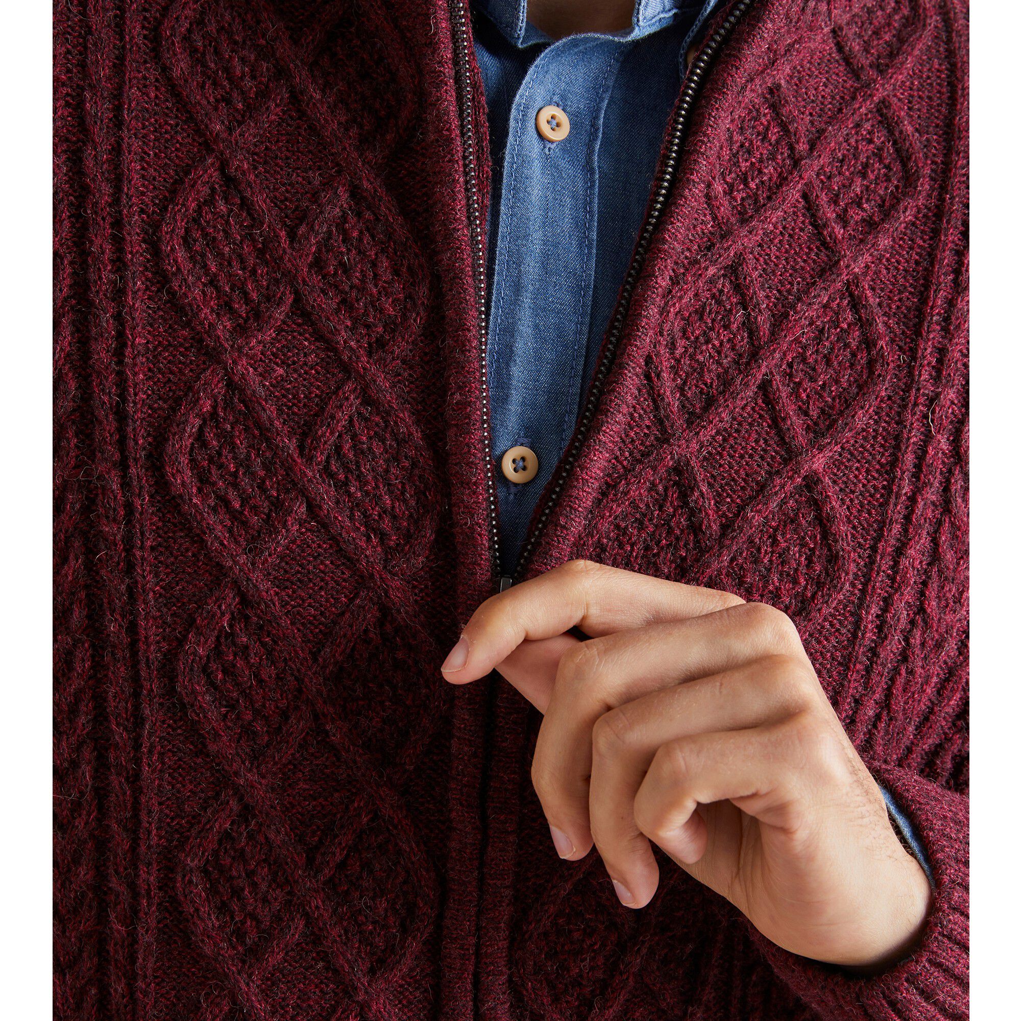 Gilet zippé maille irlandaise