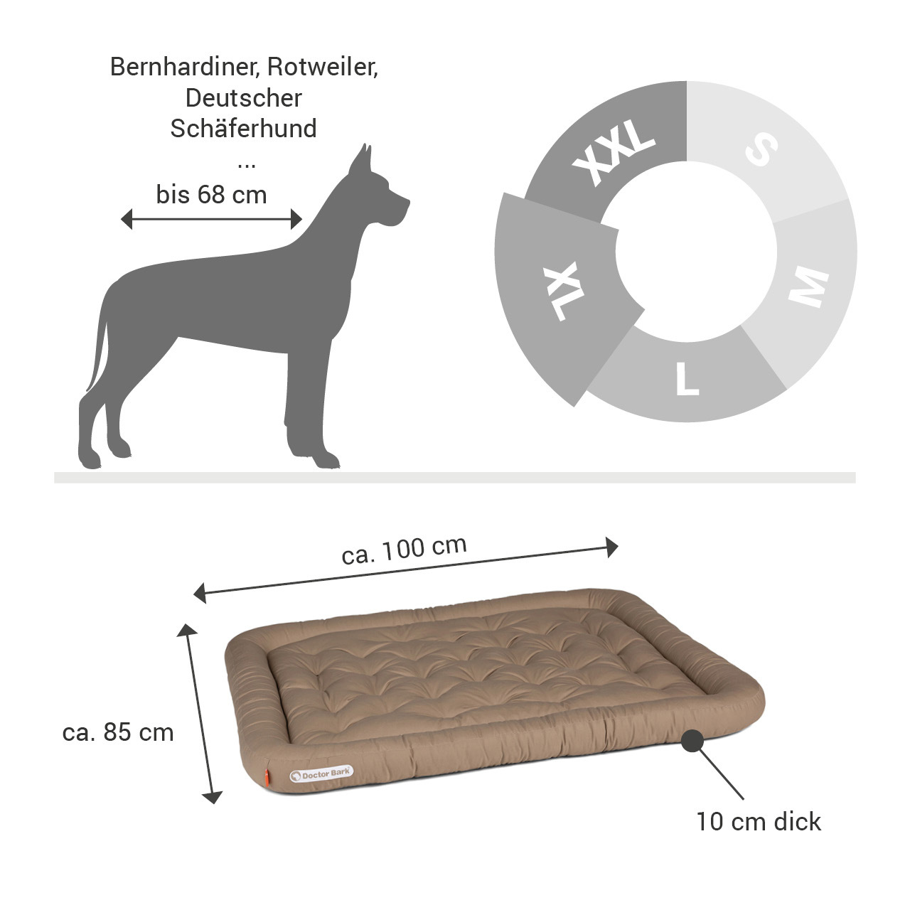 Doctor Bark Hundekissen Doctor Bark Lounge-Kissen sandbraun XL
