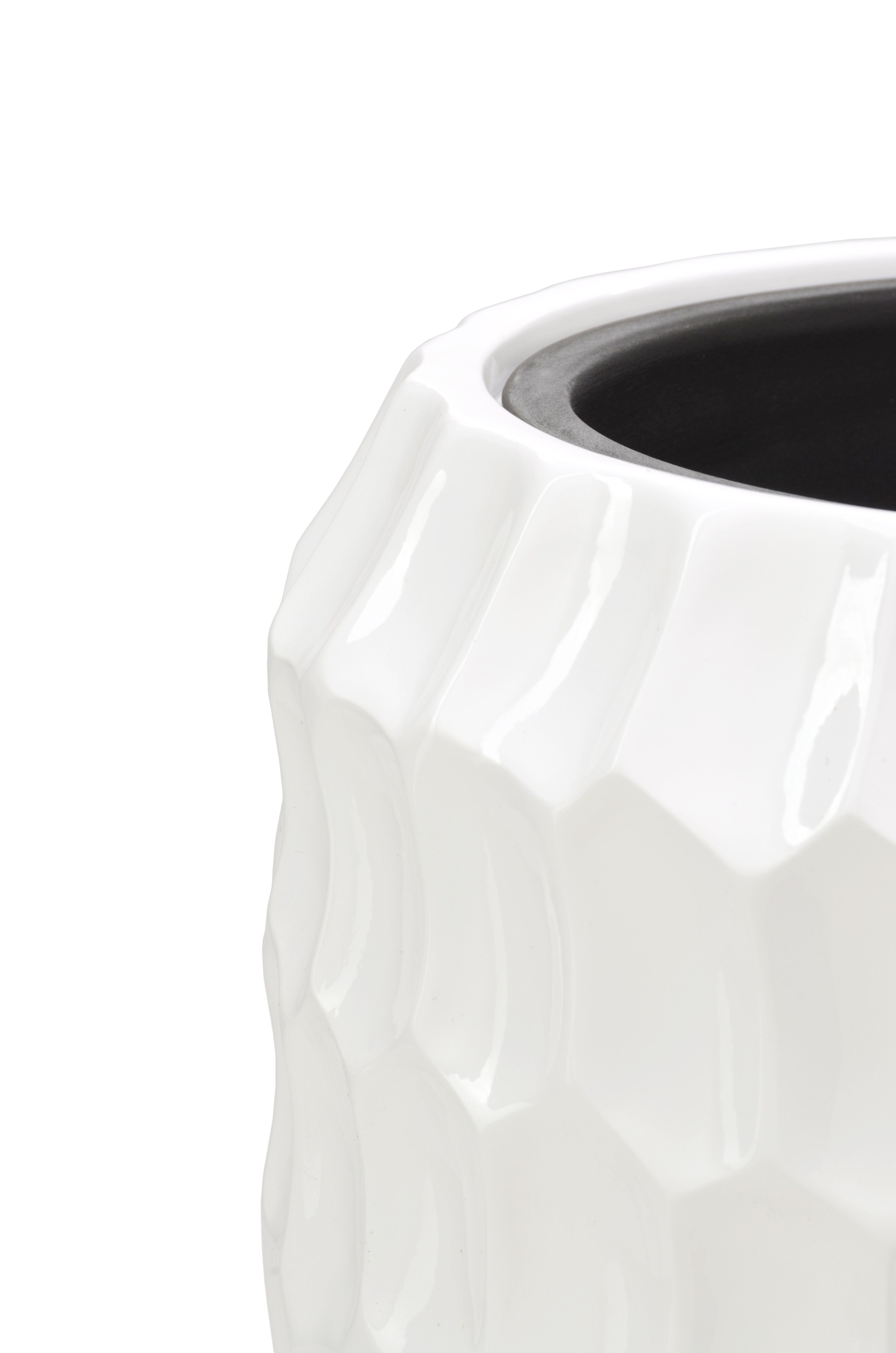 Flingora Bodenvase Celice, mit Einsatz - Fiberglas - Indoor & Outdoor - Weiß - Höhe 75 cm