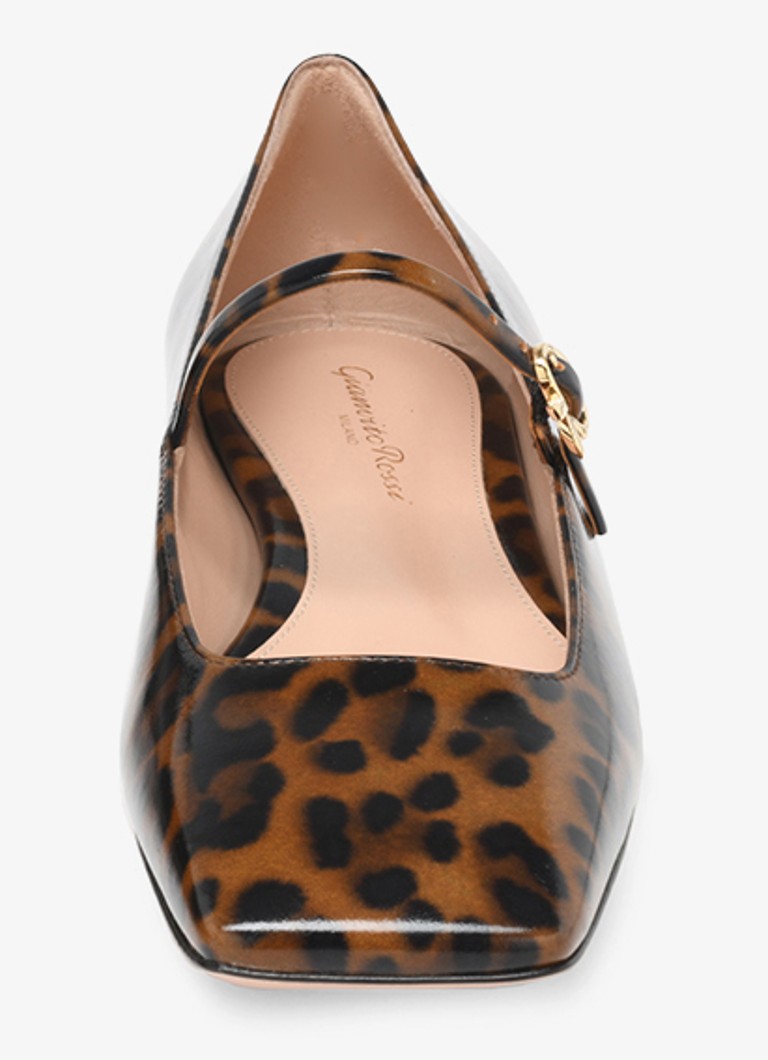 Gianvito Rossi Christina 05 ādas balerīna ar leoparda apdruku