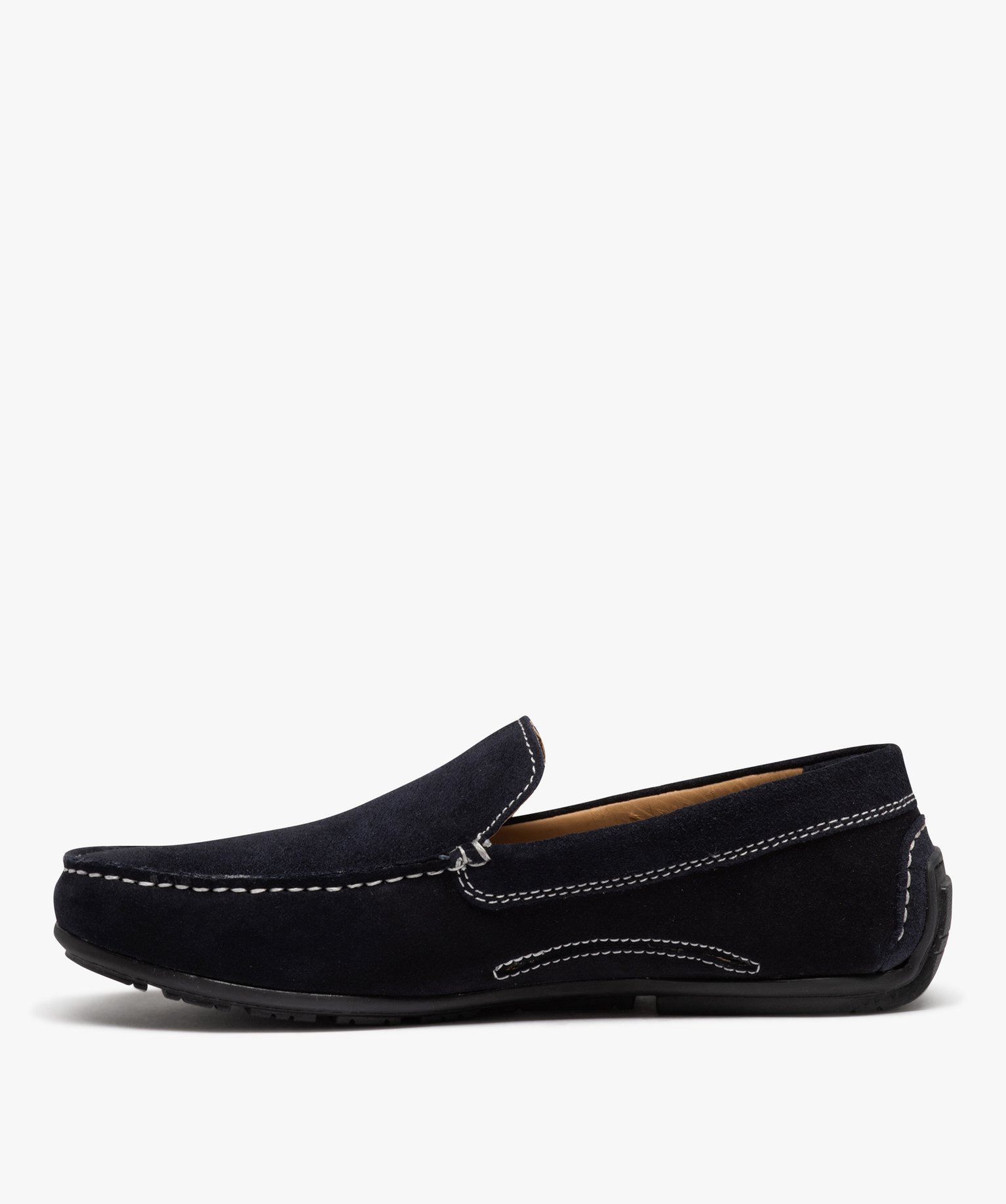 Mocassins homme unis en cuir velours marine | GEMO