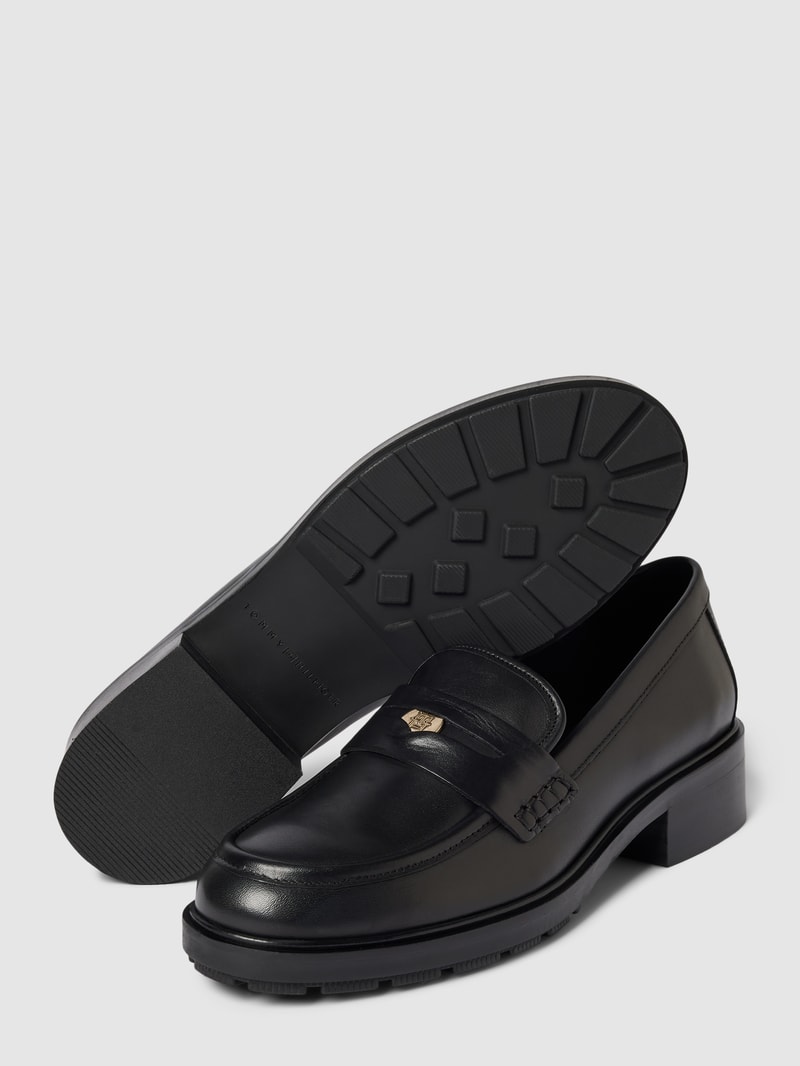 Penny-Loafer aus echtem Leder Modell 'ICONIC' in schwarz