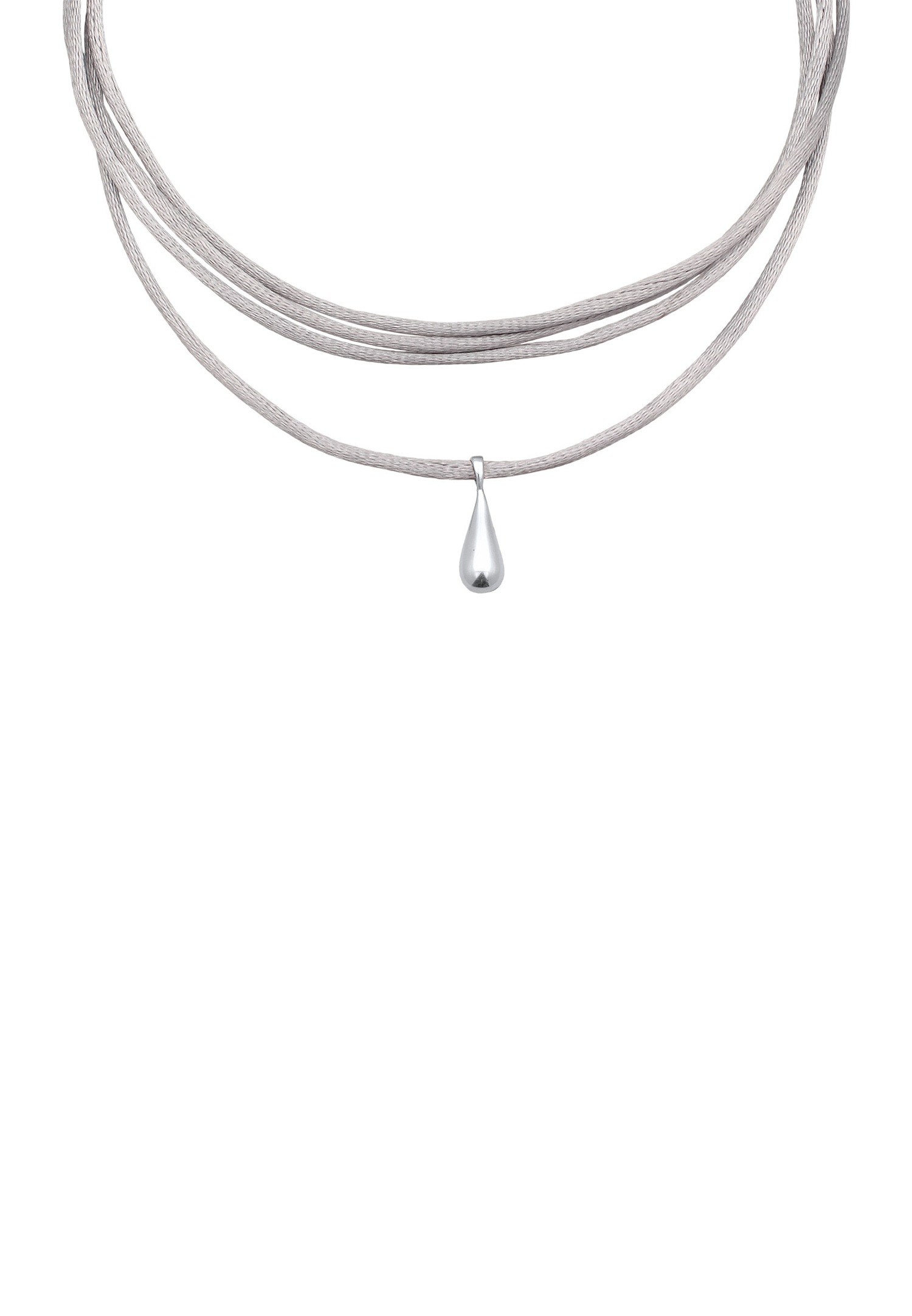 Elli Women's Choker Drop Pendant with Grey Satin in 925 Sterling Silver