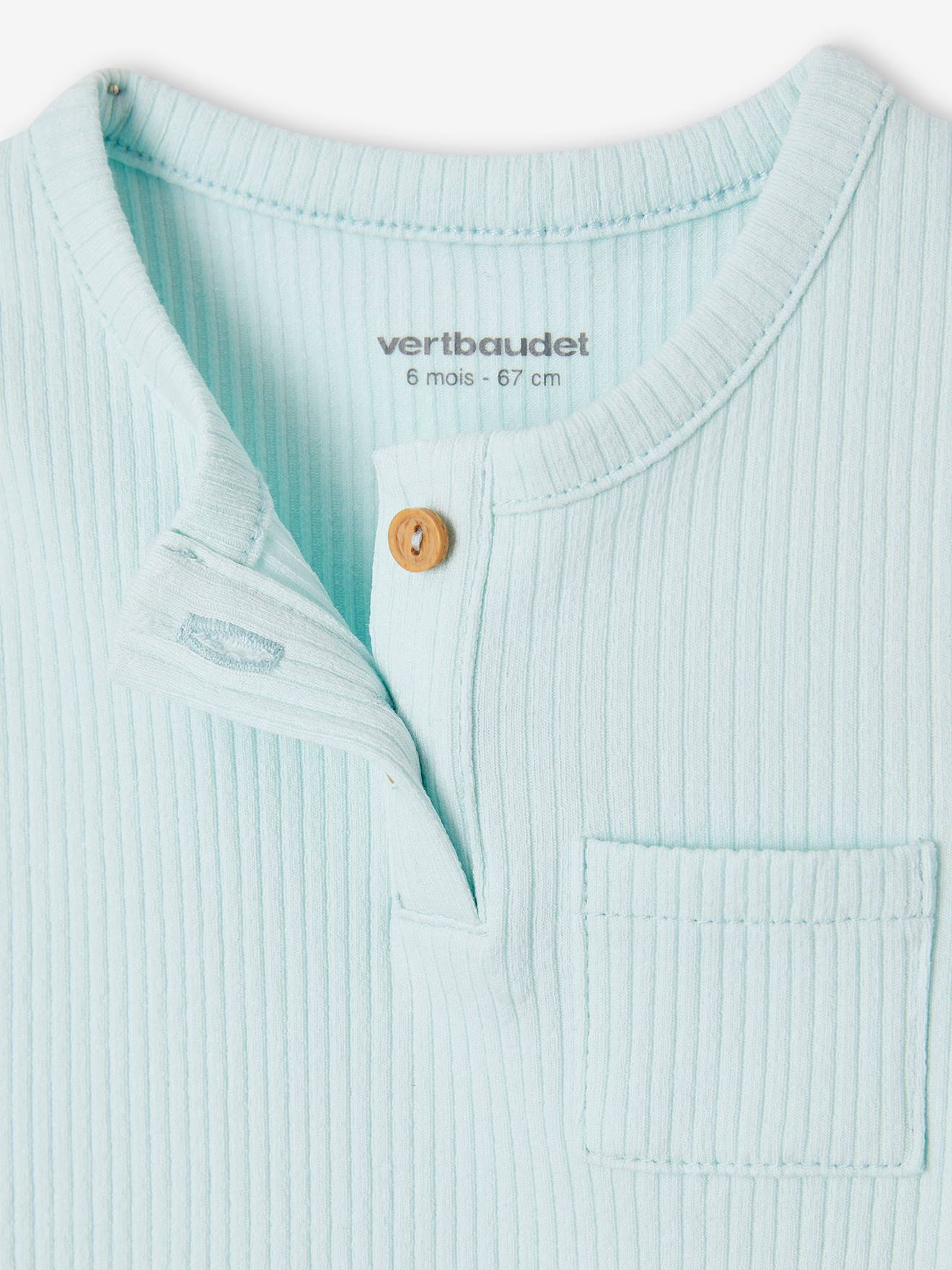 Vertbaudet Geripptes Baby Top Oeko-Tex - wollweiß